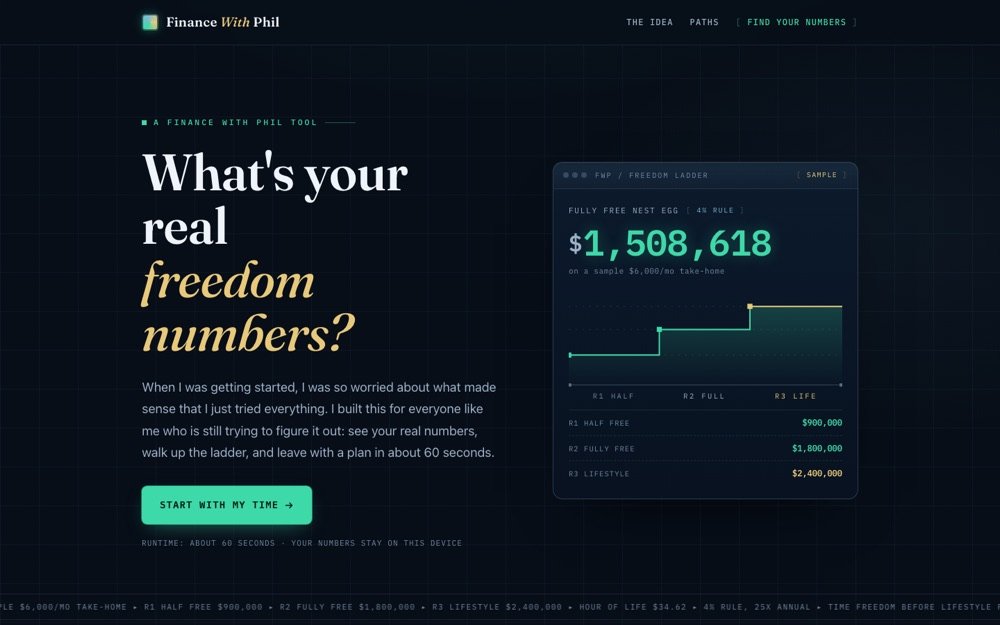 Freedom Numbers financial calculator
